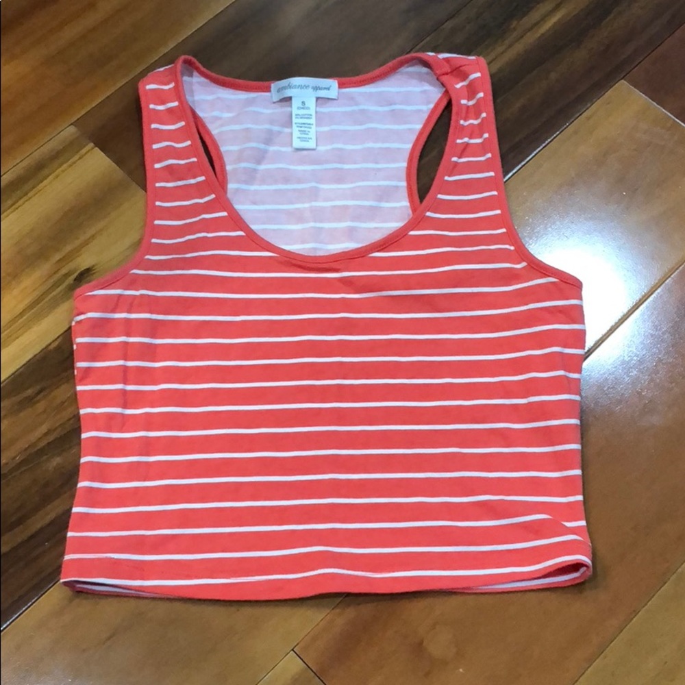 Pink and white striped cropped tank